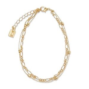 NWT, Dannijo Double Chain Gold Minimalist Anklet, 9 in with 2 in Extender